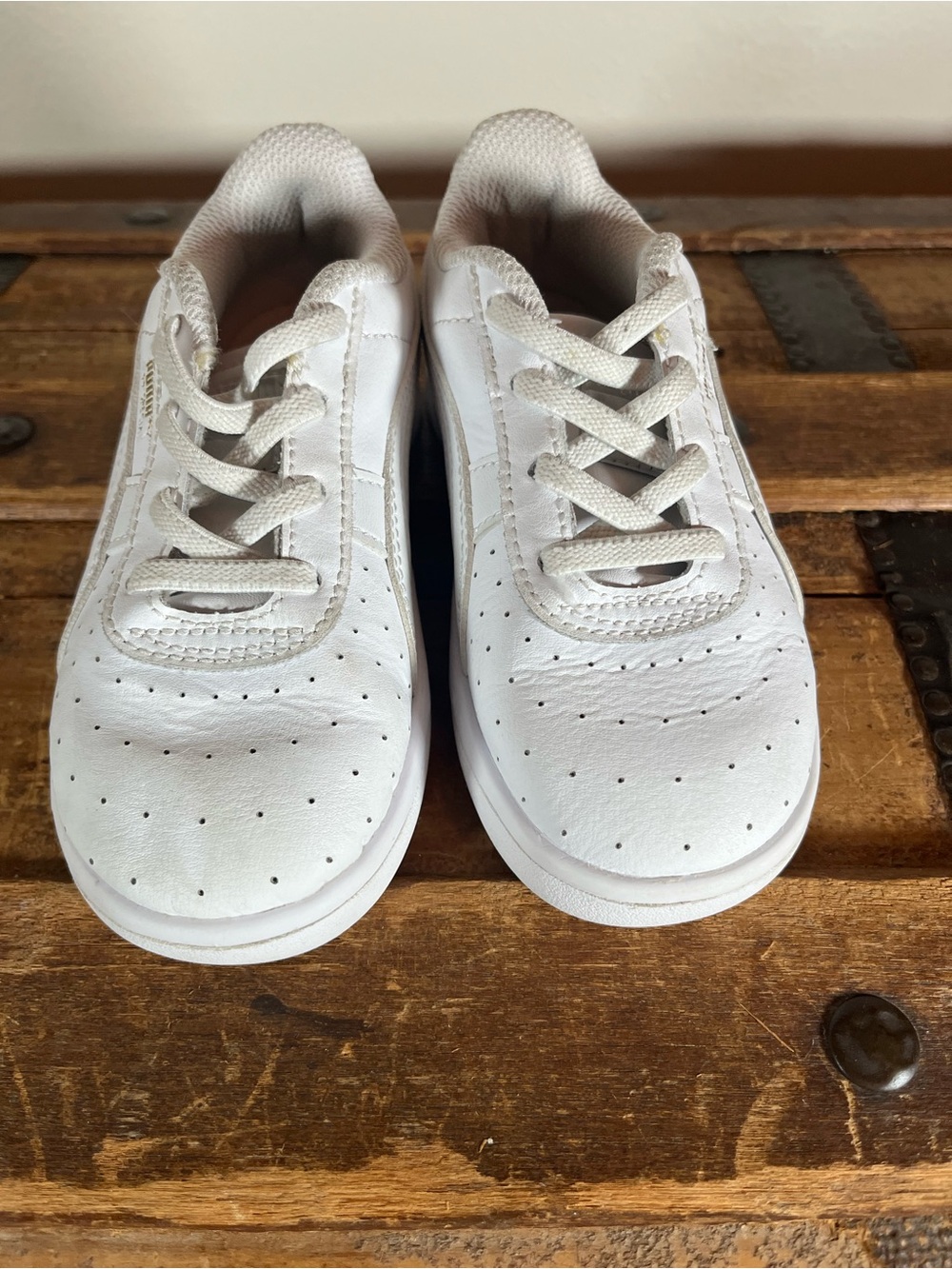 Puma Kids White Perforated Lace-Up Sneakers